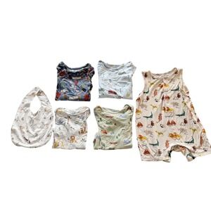 Angel Dear Kids Baby Bamboo Romper Bodysuits Bib Set Animals Woodlands Lot of 6